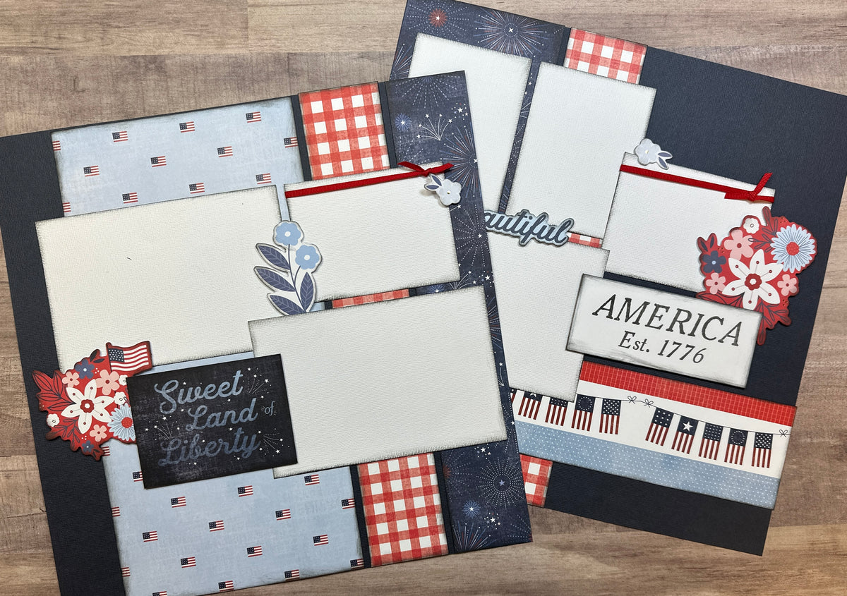 Sweet Land Of Liberty, Americana themed 2 Page Scrapbooking Layout Kit ...