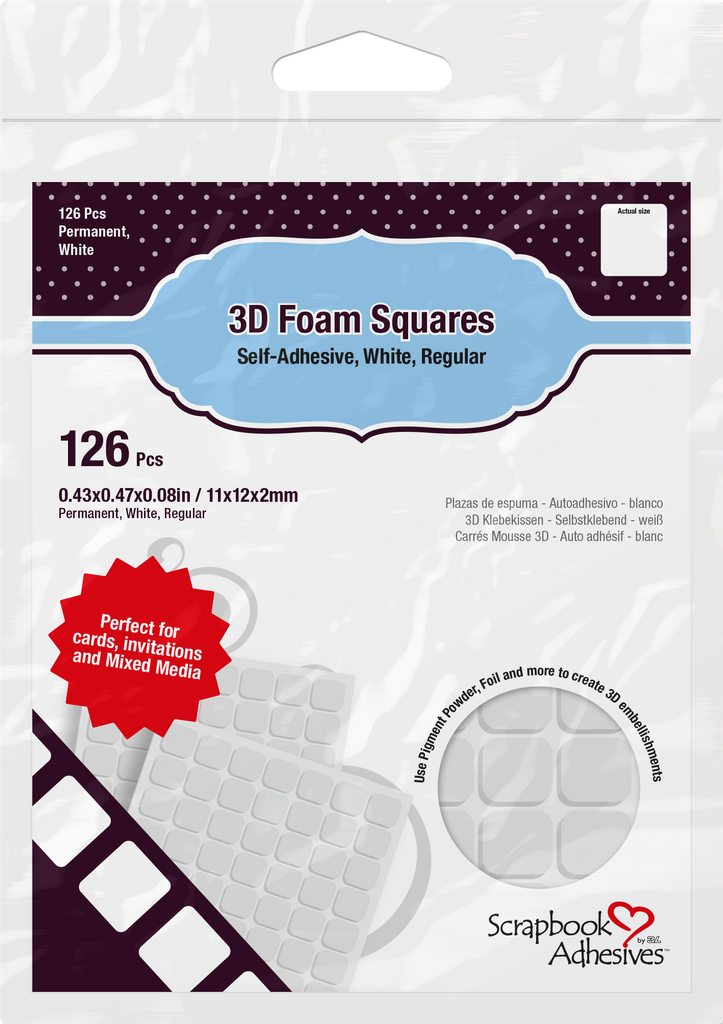 3D Foam Squares - White, Regular Scrapbook Adhesive