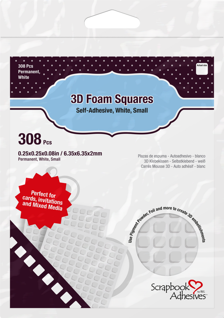 3D Foam Squares - White, Small Scrapbook Adhesive