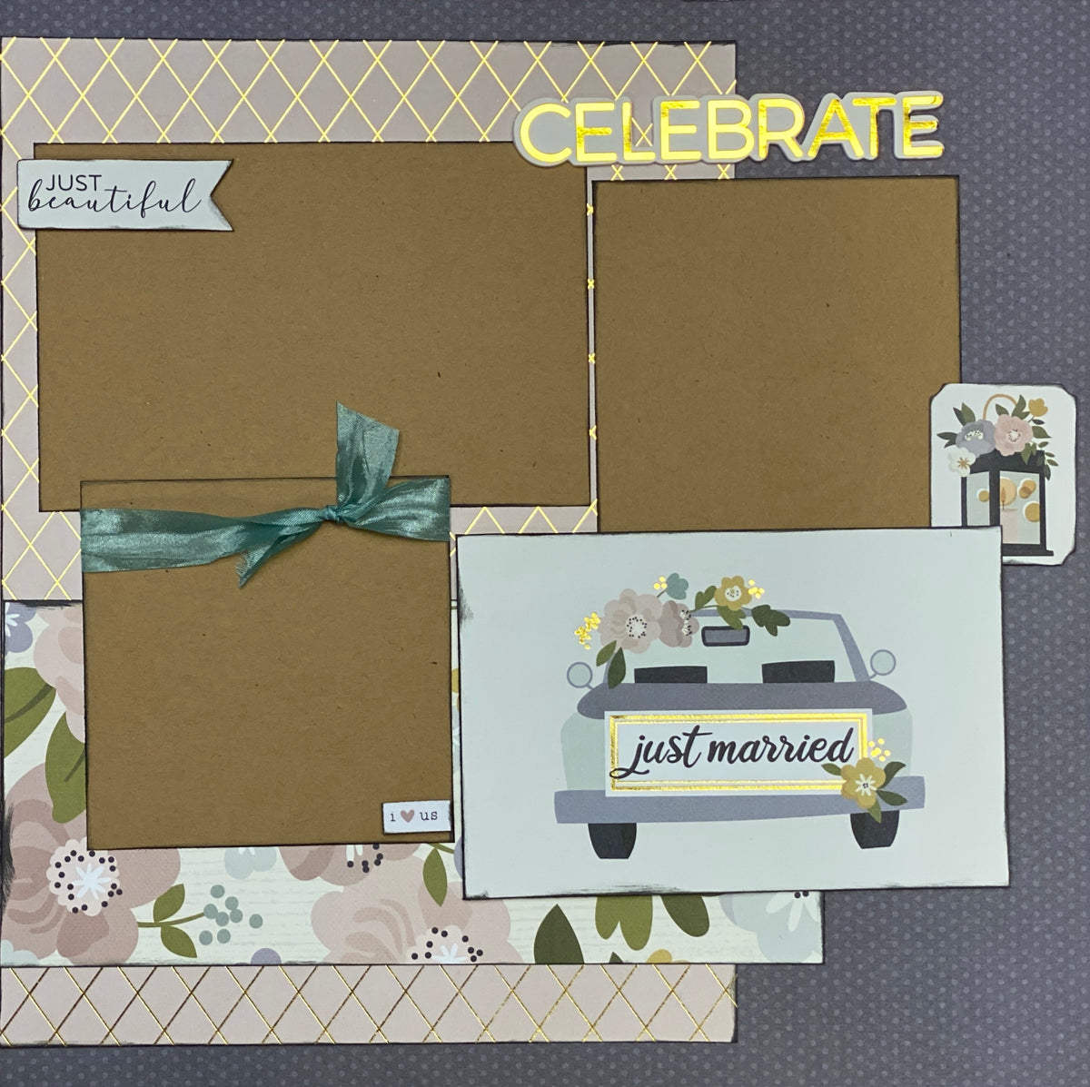 Celebrate your happily ever after with this wedding scrapbook layout!  #WeddingScrapbook …