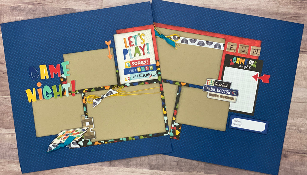 Game Night! - Let's Play,  2 Page Scrapbooking Layout Kit or Premade pages