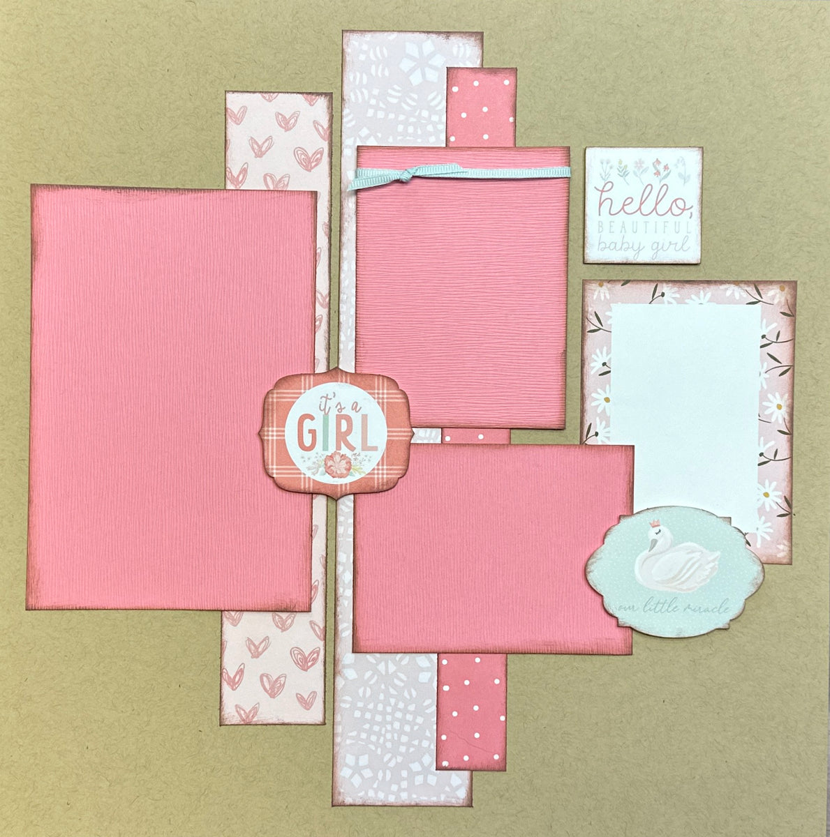 Hello, Beautiful Baby Girl, Baby Girl Themed 2 page Scrapbooking Layou –  Crop-A-Latte