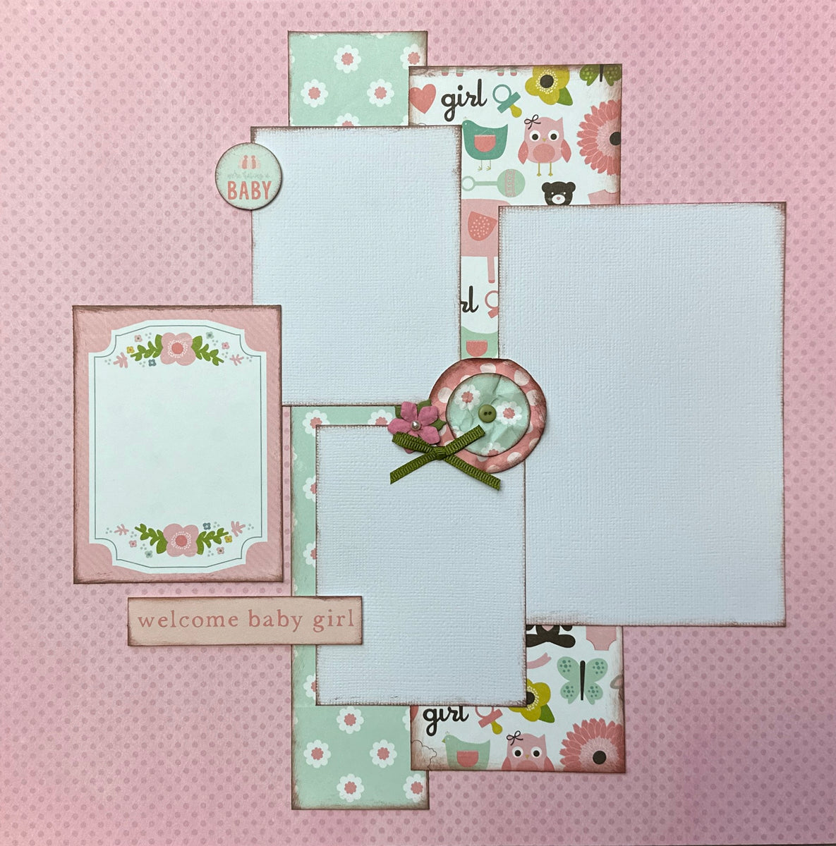 Baby Shower, Baby Girl Themed 2 page Scrapbooking Layout Kit, baby cra –  Crop-A-Latte