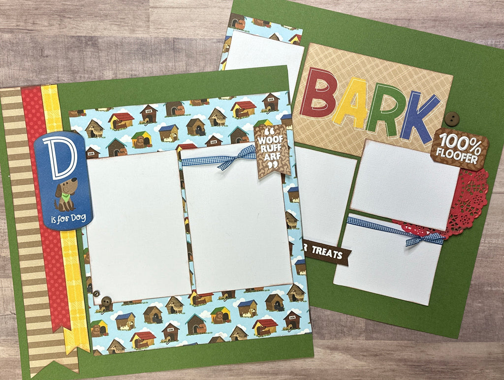 D Is For Dog - Bark, Dog Themed Scrapbooking 2 Page Scrapbooking Layout Kit, Dog diy craft, PhotoPlay Hot Diggity Dog