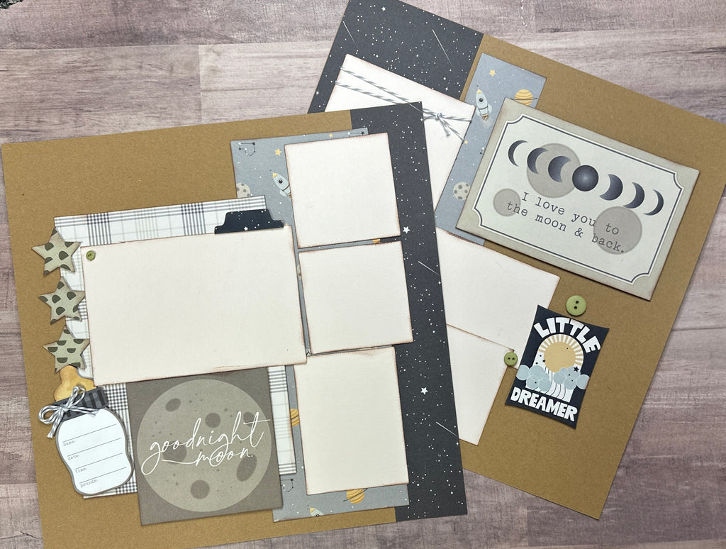 Goodnight Moon, Baby Themed 2 page Scrapbooking Layout Kit, baby craft kit, baby diy craft