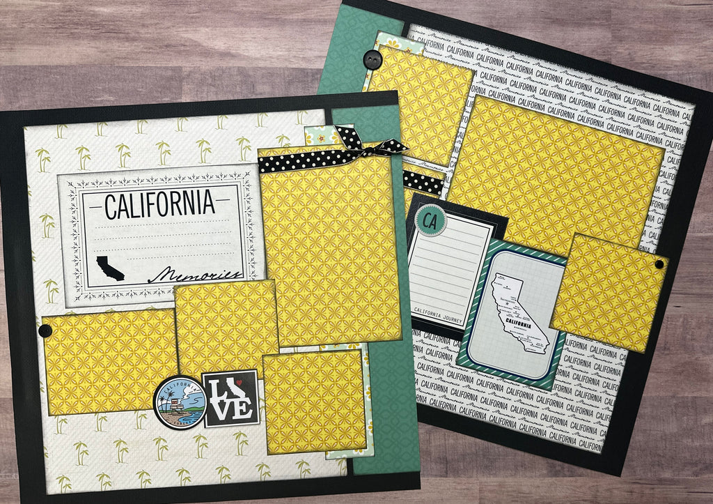 California Dreamin', California Themed 2 page Scrapbooking Layout Kit,  diy craft kit Travel craft kit