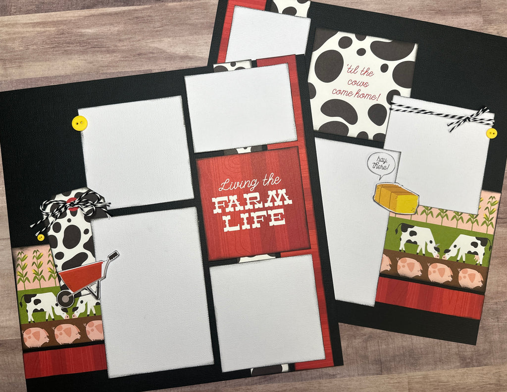 Til The Cows Come Home, Farmhouse themed, 2 Page DIY Scrapbooking Layout Kit, farm / Fair craft kit, Simple Stories Homegrown