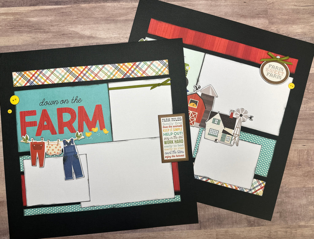 Down On The Farm - This Is How We Roll,  Farmhouse themed, 2 Page DIY Scrapbooking Layout Kit, farm / Fair craft kit, Simple Stories Homegrown