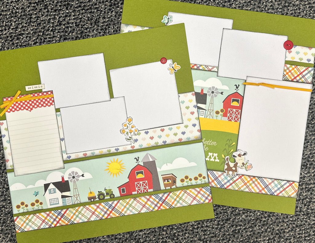 Life Is Better On The Farm, Farmhouse themed, 2 Page DIY Scrapbooking Layout Kit, farm / Fair craft kit, Simple Stories Homegrown