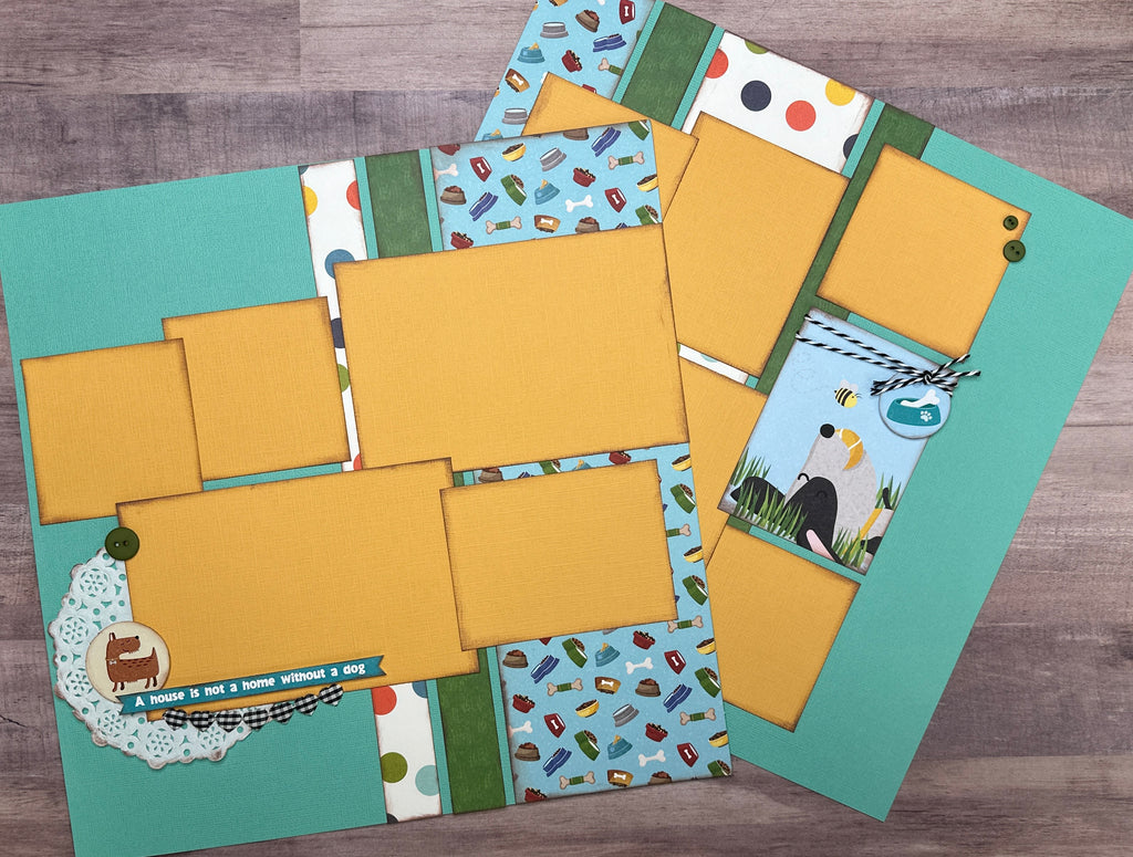 A House Is Not A Home Without A Dog, Dog Themed Scrapbooking 2 Page Scrapbooking Layout Kit, Dog diy craft, Photo Play Hot Diggity Dog