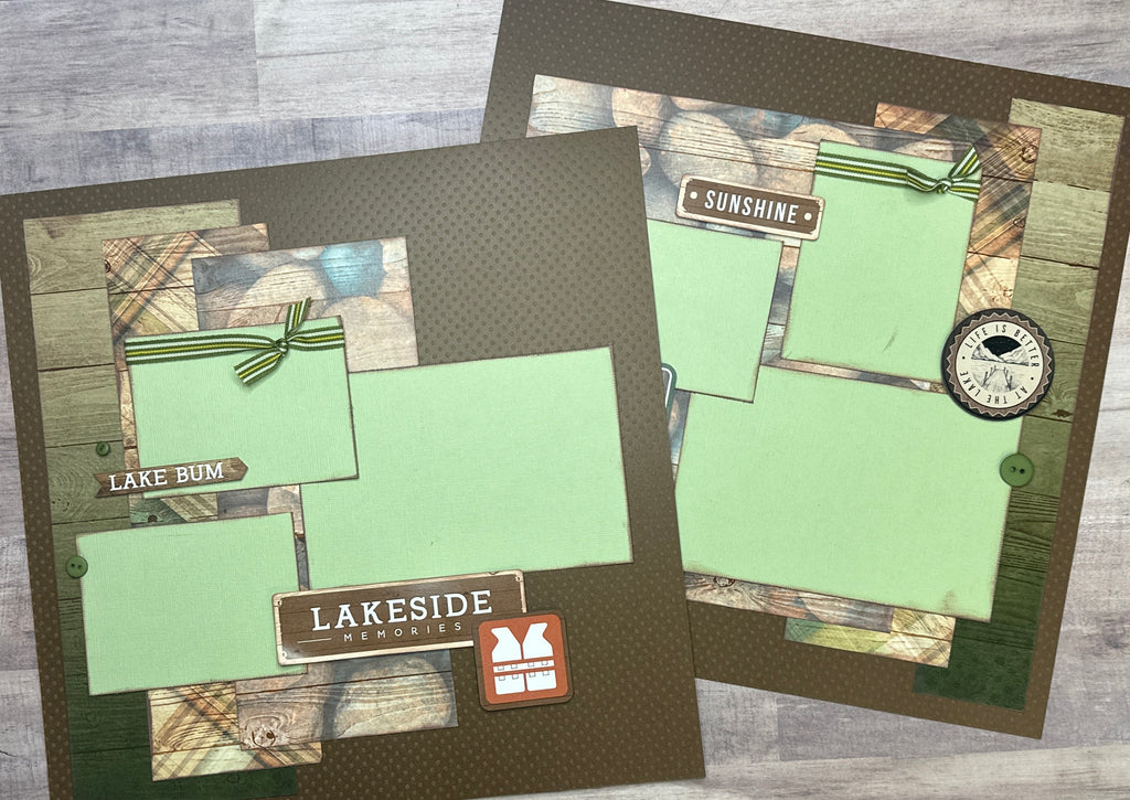 Lakeside Memories, Lake themed  2 page DIY Scrapbooking Layout Kit