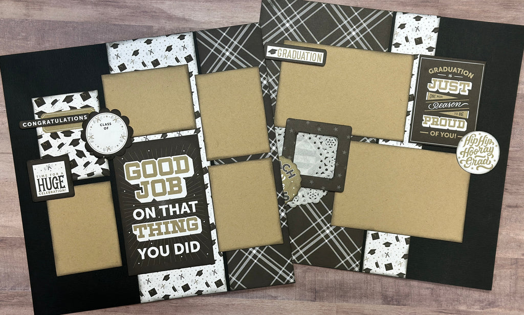 PRE-ASSEMBLED VERSION Good Job On That Thing That You Did, School / Graduation themed 2 Page Scrapbooking Layout,  Scrapbook Page