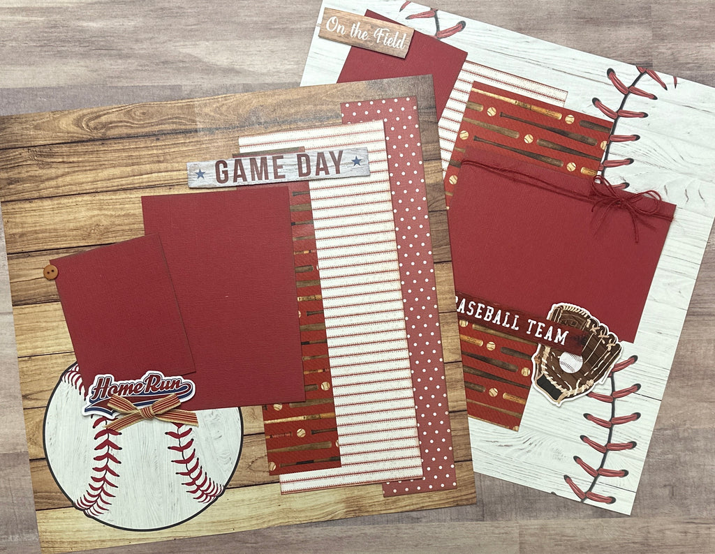 Game Day -  Baseball, Baseball Themed 2 Page Scrapbooking Layout Kit, DIY Scrapbooking Kit, DIY baseball craft, baseball field