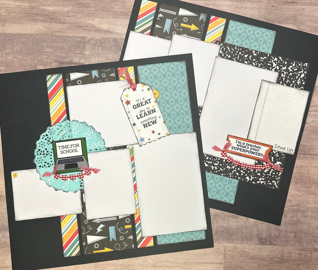 Time For School,  School Themed DIY Scrapbook Kit, 2 page Scrapbooking layout kit, School themed diy craft kit