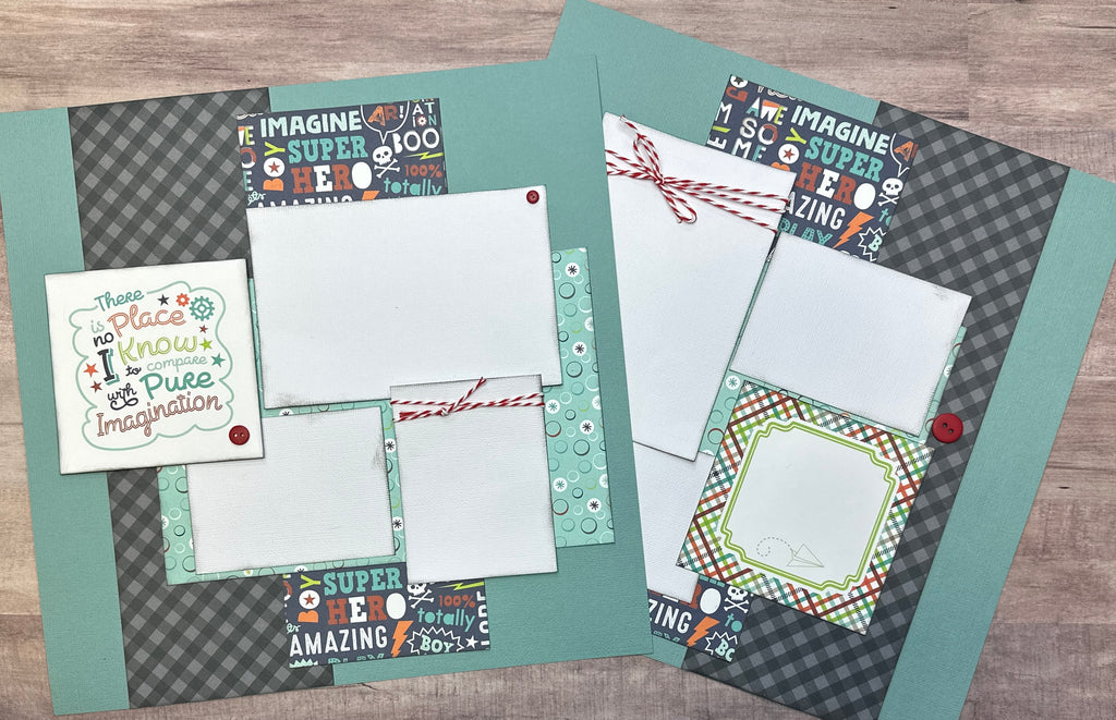 There Is No Place I Know To Compare With Pure Imagination, Boy / Girl Themed 2 Page Scrapbooking Layout Kit