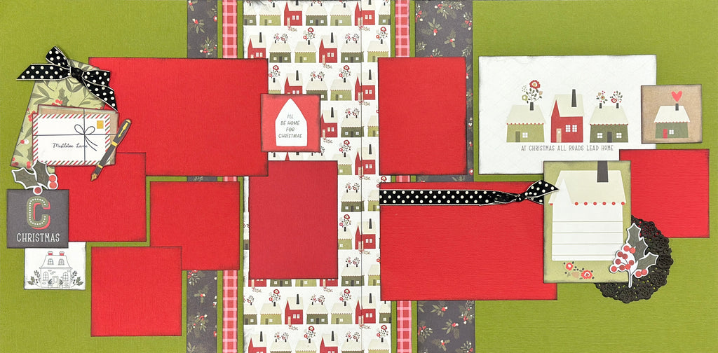 At Christmas All Roads Lead Home, Christmas Themed 2 Page Scrapbooking Layout Kit, Christmas diy craft kit, Simple Stories The Holiday Life