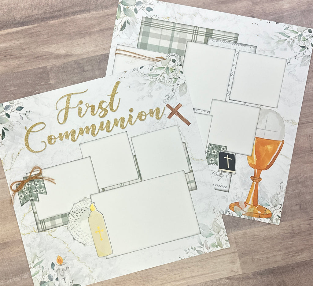 First Communion, Christian Themed 2 page Scrapbooking Layout Kit, baby craft kit