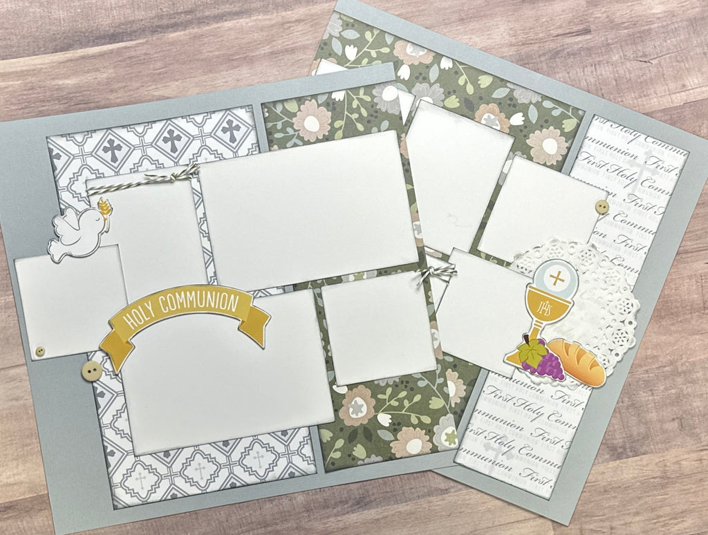 Holy Communion, Christian Themed 2 page Scrapbooking Layout Kit, baby craft kit