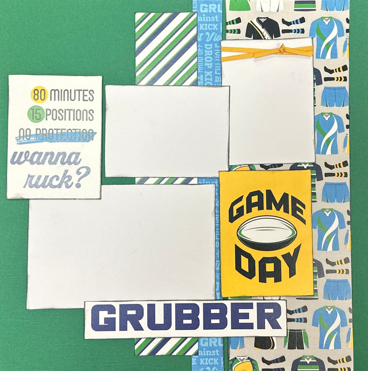 Game Day Rugby, Rugby Themed 2 page Scrapbooking Layout Kit, DIY Rugby ...