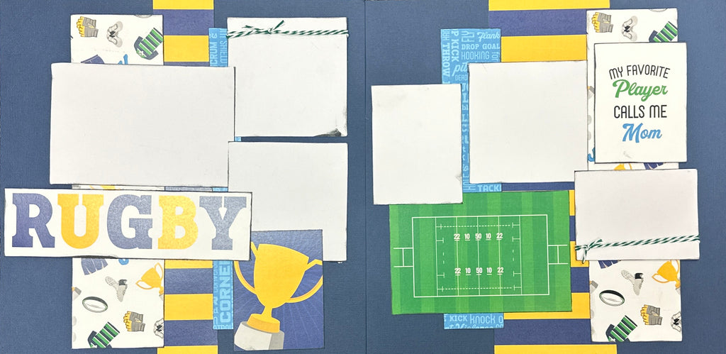 Rugby Mom, Rugby Themed 2 page Scrapbooking Layout Kit, DIY Rugby craf ...
