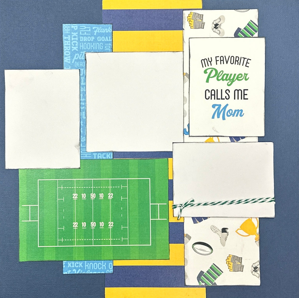 Rugby Mom, Rugby Themed 2 page Scrapbooking Layout Kit, DIY Rugby craf ...