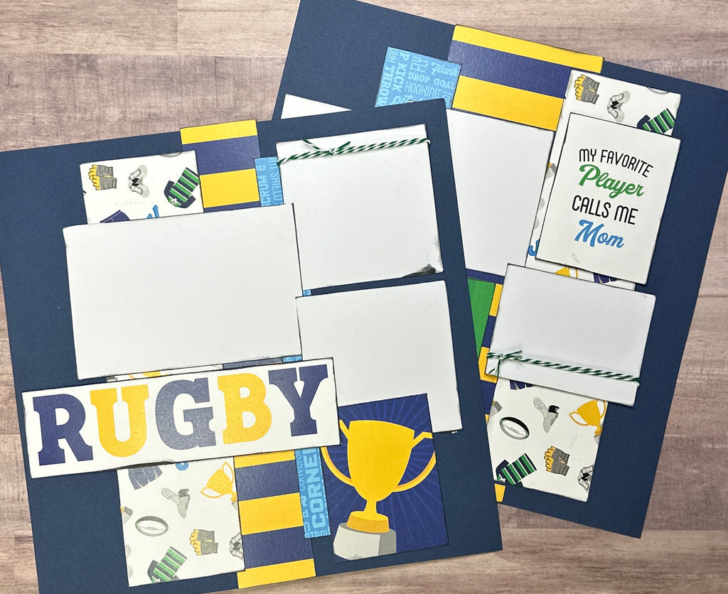 Rugby Mom,  Rugby Themed 2 page Scrapbooking Layout Kit, DIY Rugby craft, Rugby Scrapbook