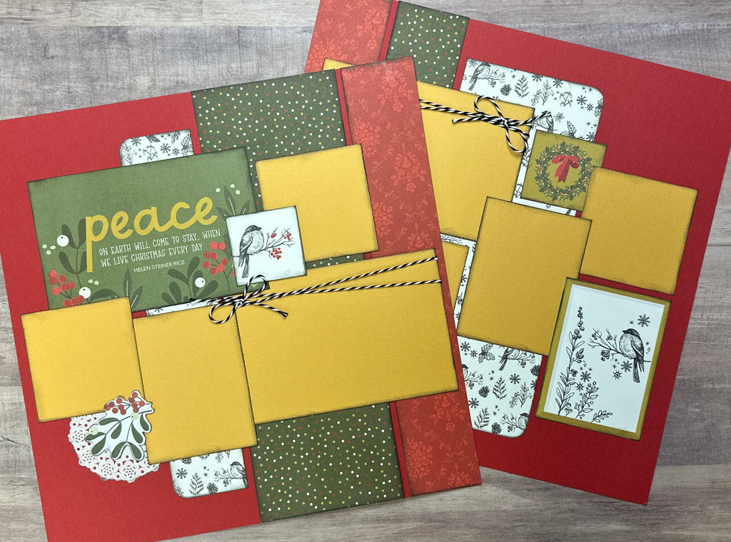 Peace On Earth, Christmas Themed 2 Page Scrapbooking Layout Kit, Christmas diy craft kit, Simple Stories The Holiday Life