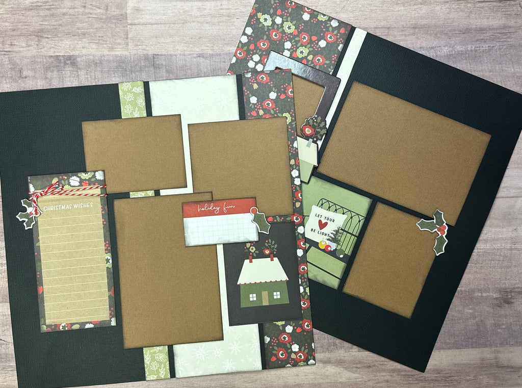 Christmas Wishes, Christmas Themed 2 Page Scrapbooking Layout Kit, Christmas diy craft kit, Simple Stories The Holiday Life