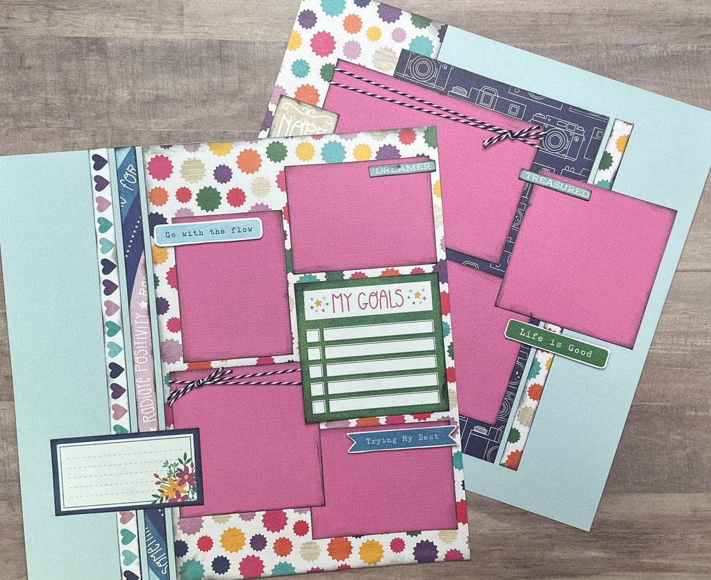 My Goals,  Scrapbooking General DIY 2 Page Scrapbooking Layout Kit, Shimelle Reasons To Smile