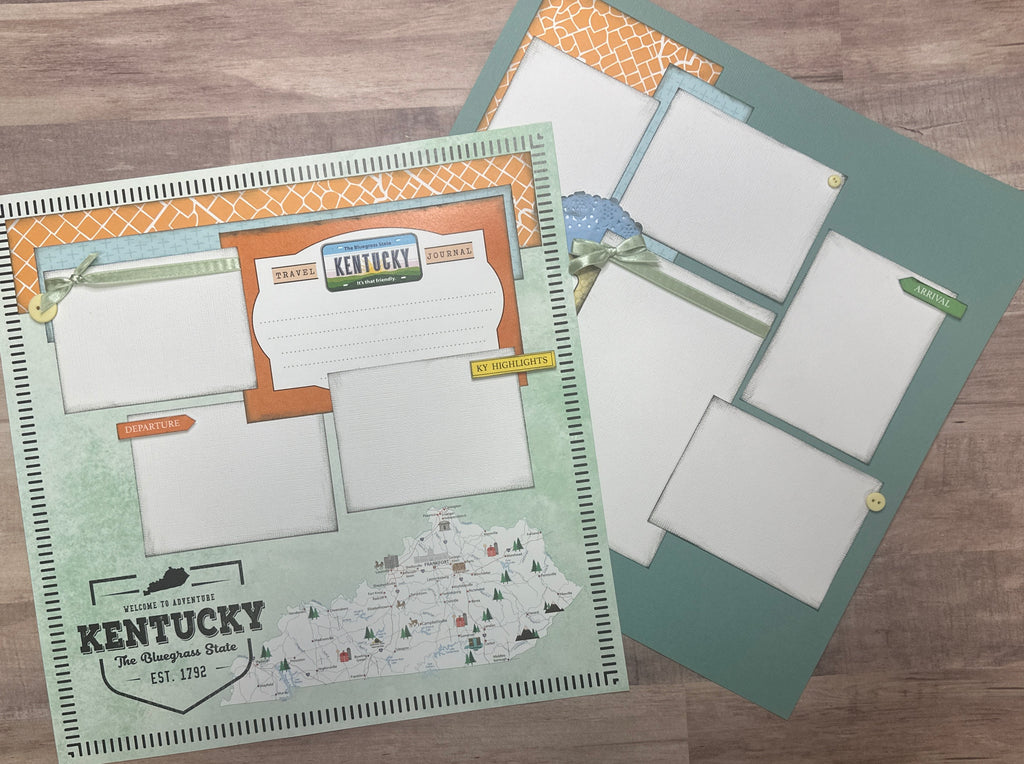 Welcome To Kentucky, KentuckyTravel themed 2 page DIY scrapbooking layout Kit, Kentucky DIY Kit