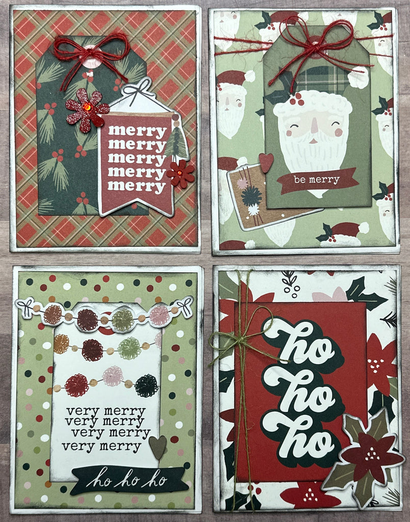 Merry Merry Merry, Christmas themed Card Kit- 4 pack DIY Holiday Card Making Kit, Diy Christmas craft, Simple Stories Boho Christmas