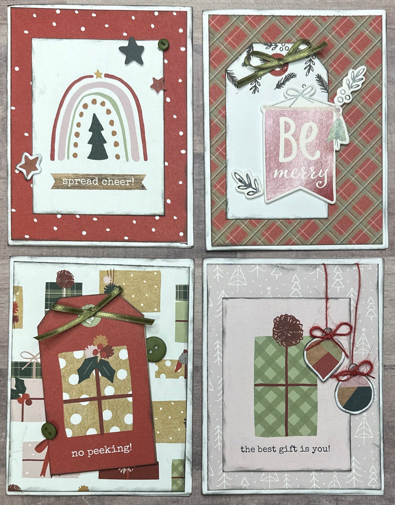 No Peeking!, Christmas themed Card Kit- 4 pack DIY Holiday Card Making Kit, Diy Christmas craft, Simple Stories Boho Christmas