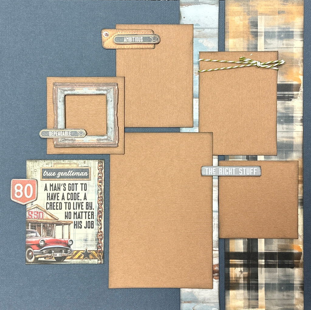 PRE-ASSEMBLED VERSION - True Gentleman, General themed 2 page scrapbooking layout, general craft (Copy)