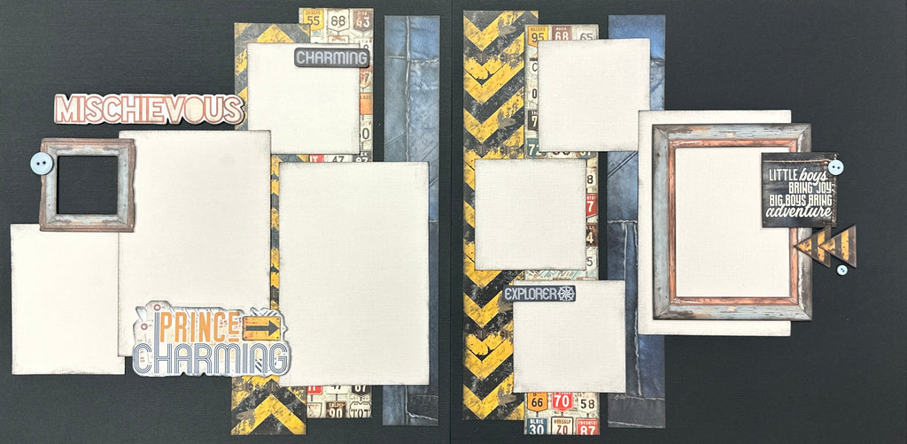 PRE-ASSEMBLED VERSION - Prince Charming, General themed 2 page scrapbooking layout, general craft