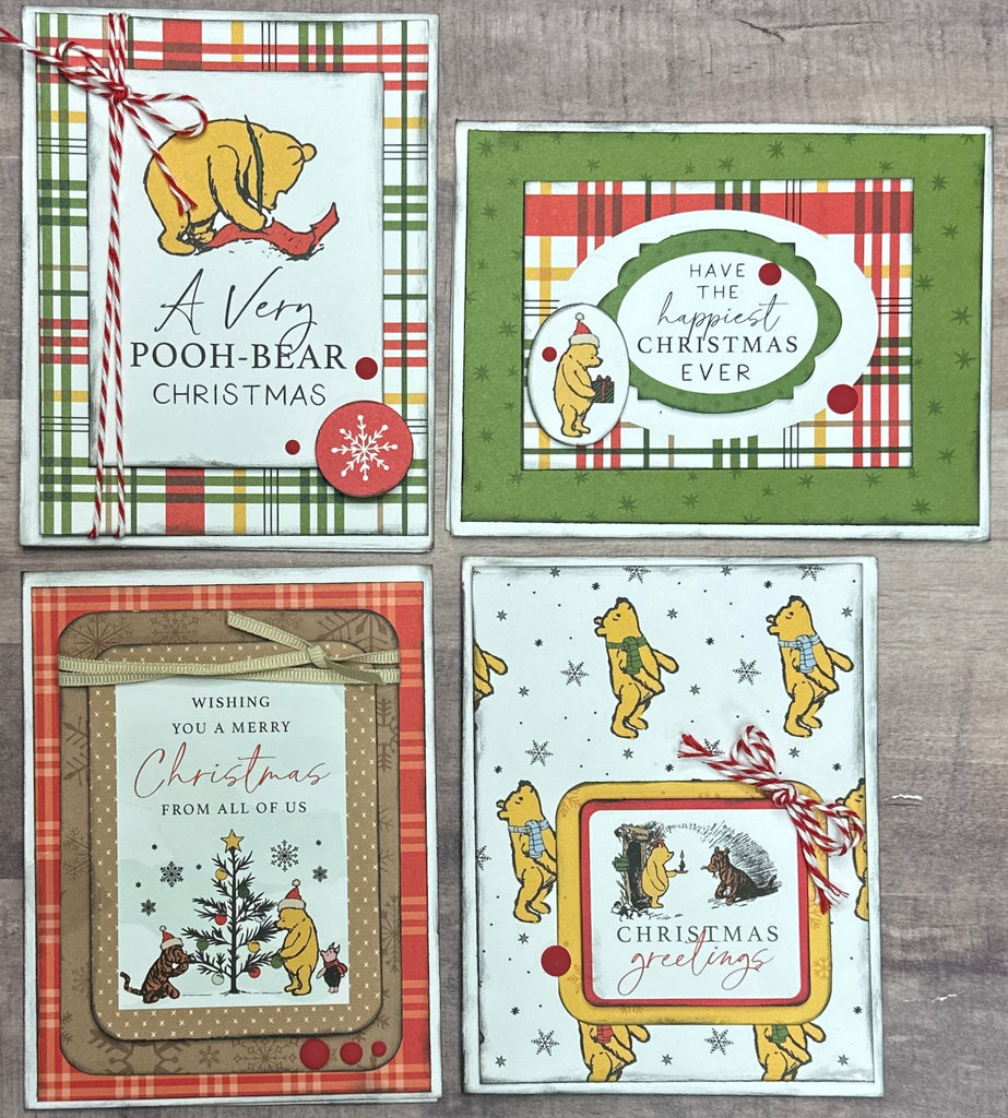 A Very Pooh Christmas, Christmas Winnie the Pooh themed Card Kit- 4 pack DIY Holiday Card Making Kit Diy Christmas craft