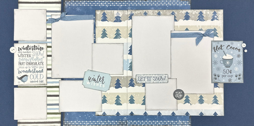 Wintertime - Let It Snow, Winter and Snow themed 2 Page Scrapbooking Layout Kit, Scrapbooking Pages winter diy craft kit