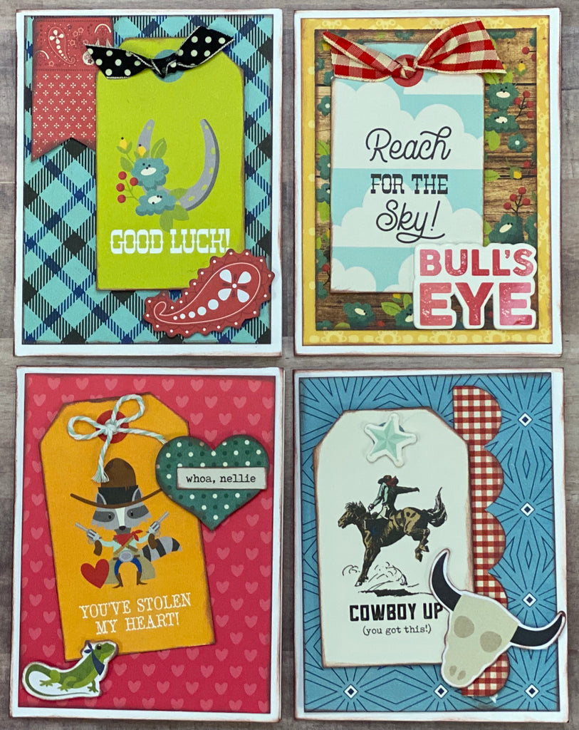 Cowboy Up! Cowboy Themed - 4 pack DIY Card Kit, Card Craft DIY, western themed