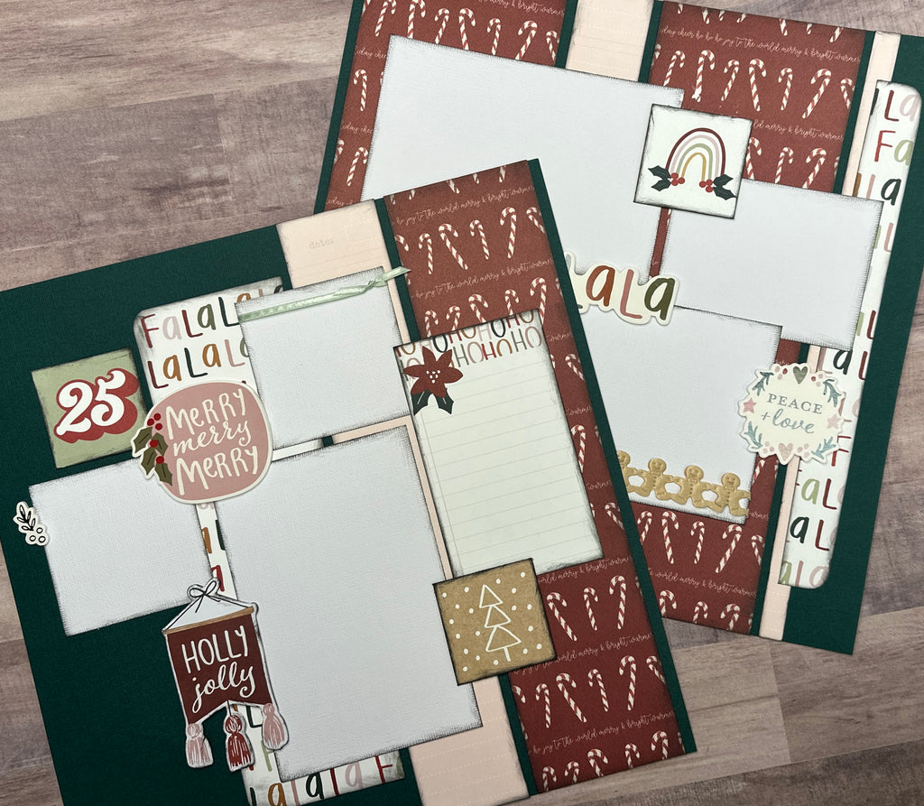 Falalala - Holly Jolly, Christmas Themed  2 Page Scrapbooking Layout Kit, Christmas diy craft kit, Simple Stories Boho Christmas