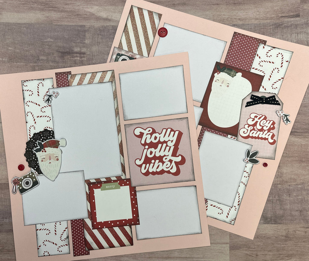 Holly Jolly Vibes, Christmas Themed  2 Page Scrapbooking Layout Kit, Christmas diy craft kit, Simple Stories Boho Christmas