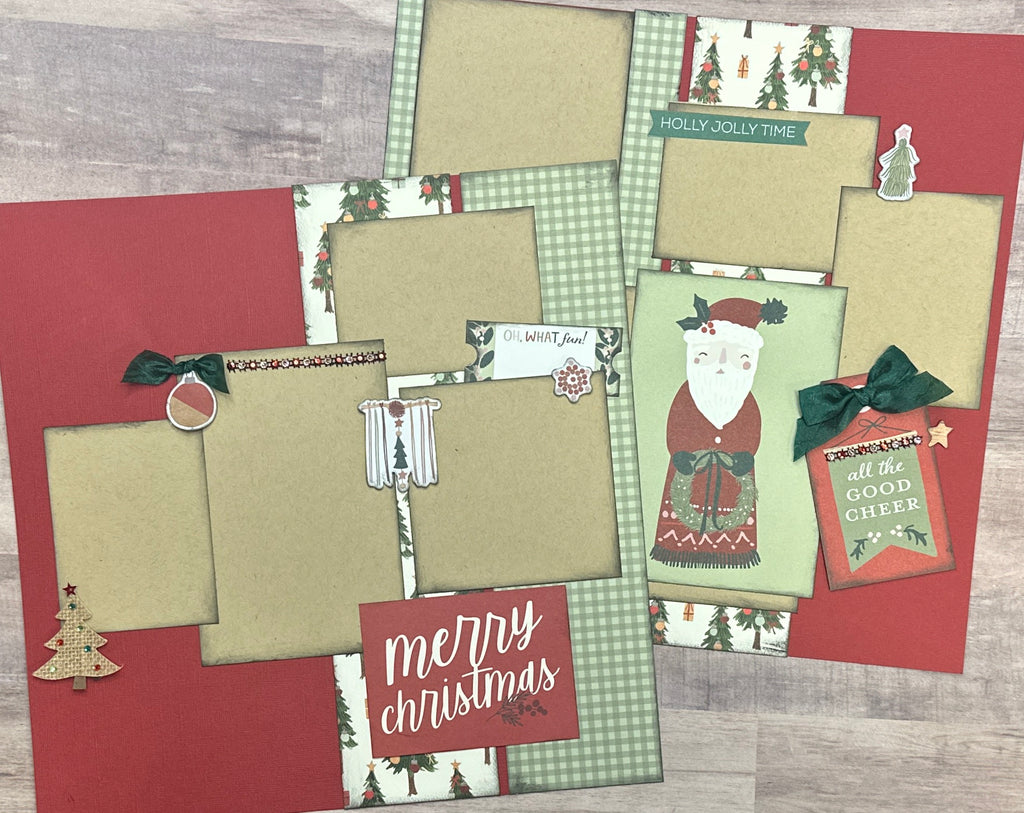 All Good Cheer, Christmas Themed  2 Page Scrapbooking Layout Kit, Christmas diy craft kit, Simple Stories Boho Christmas