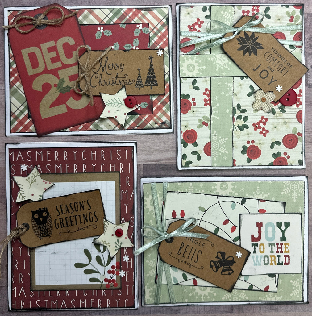 Tidings Of Comfort And Joy, Christmas Themed DIY Card Kit, 4 pack DIY Card KitChristmas Card Craft DIY