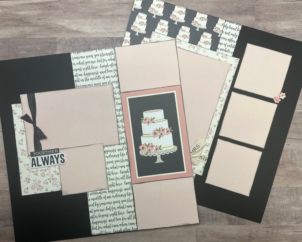 Together Always - Mr. And Mrs. / Mr. And Mr. / Mrs. And Mrs., Wedding Themed 2 Page Scrapbooking Layout Kit, wedding diy craft kit