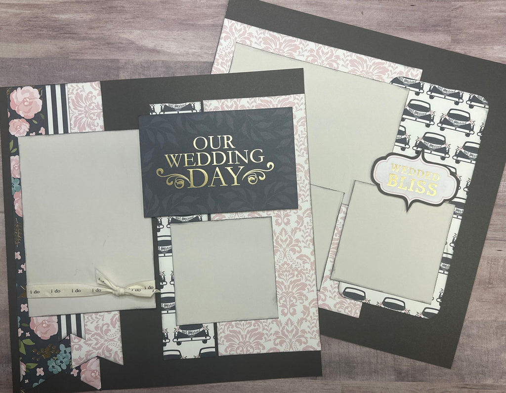 Our Wedding Day - Wedded Bliss Wedding Themed 2 Page Scrapbooking Layout Kit, wedding diy craft kit