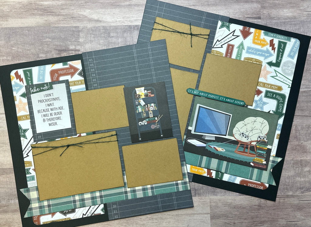 I Don't Procrastinate - I Wait, College Themed DIY Scrapbooking Kit, 2 page Scrapbooking Layout Kit