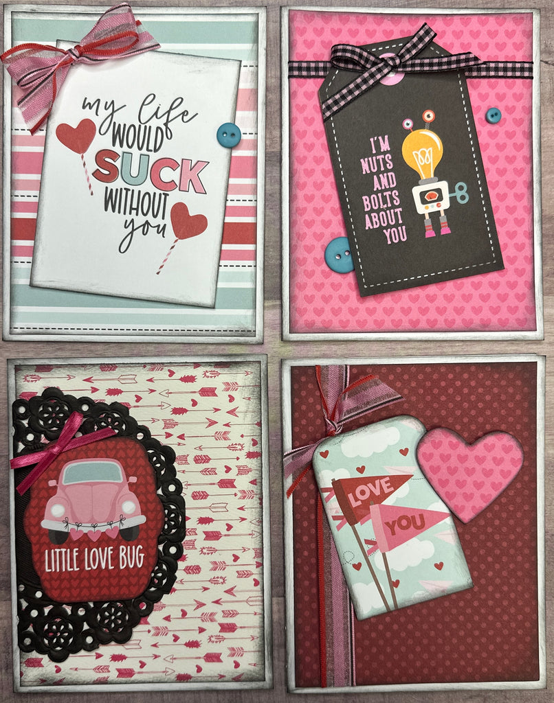 My Life Would Suck Without You, DIY Valentine Card Making Kit, 4 pack DIY Card Kit, Card Craft DIY, Echo Park Love Notes