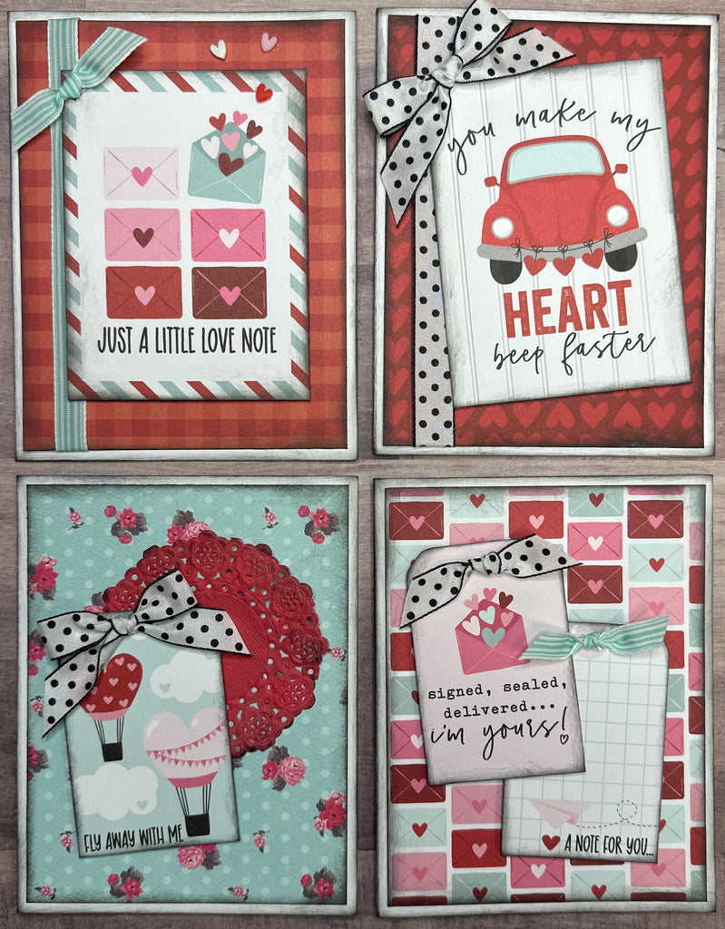 Just A Little Love Note, DIY Valentine Card Making Kit, 4 pack DIY Card Kit, Card Craft DIY, Echo Park Love Notes