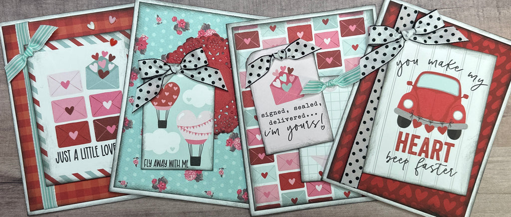 Just A Little Love Note, DIY Valentine Card Making Kit, 4 pack DIY
