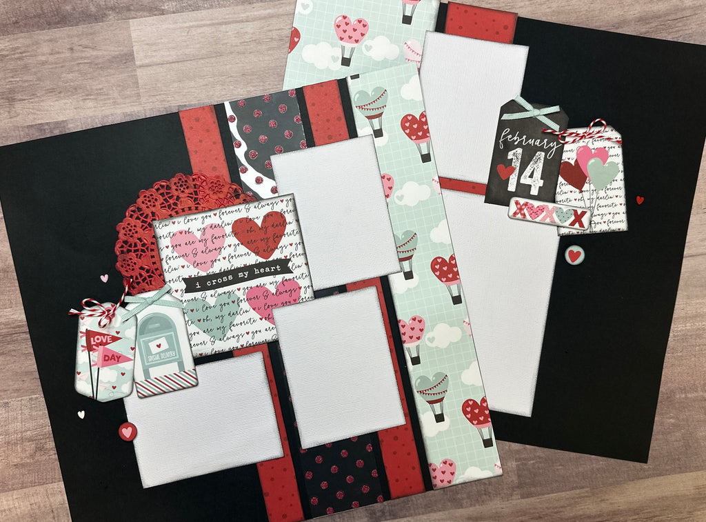 February 14th - Love Day, Valentine Themed 2 Page Do It Yourself Scrapbooking Kit, Echo Park Love Notes, DIY Valentines Day