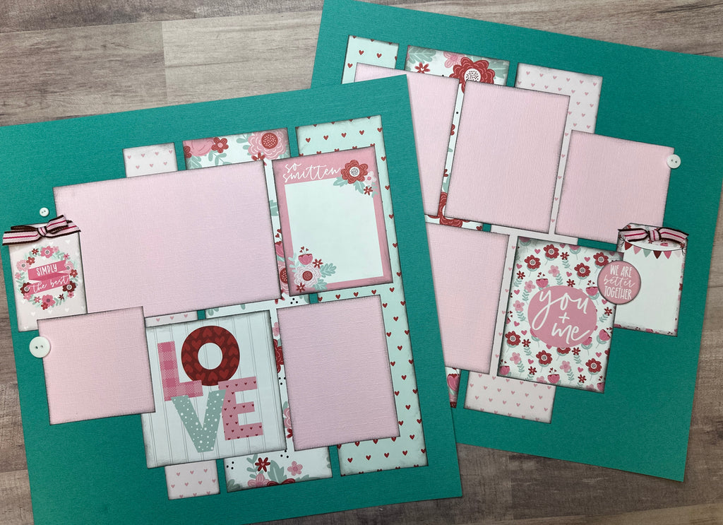 Love - You and Me, Valentine Themed 2 Page Do It Yourself Scrapbooking Kit, Echo Park Love Notes, DIY Valentines Day