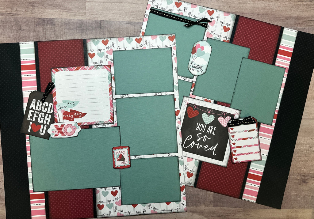 ABCDEFGH I Love You, Valentine Themed 2 Page Do It Yourself Scrapbooking Kit, Echo Park Love Notes, DIY Valentines Day